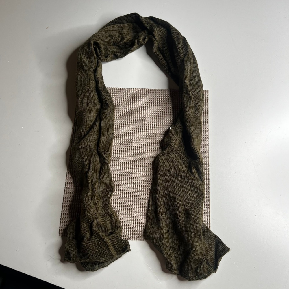 Vintage 1989 US Military Scarf Olive Drab Green Wool Knit Abilities Unlimited